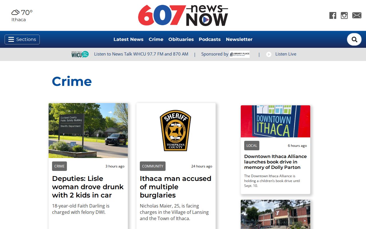 Chemung County crime news reporting section at 607 News Now